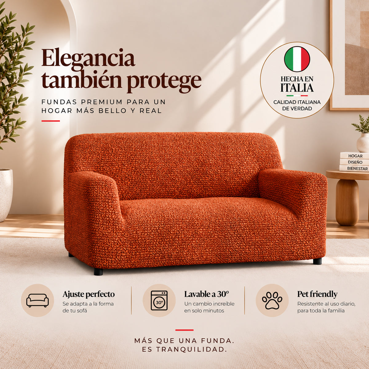 Microfibra - Funda Sofa 2 cuerpos Terracota