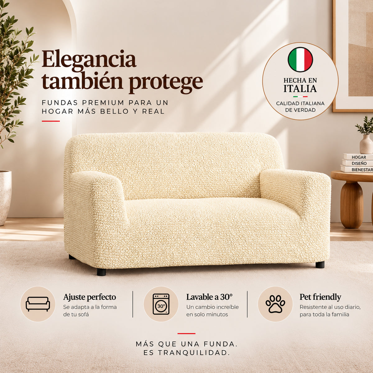Microfibra - Funda Sofa 2 cuerpos Vanilla