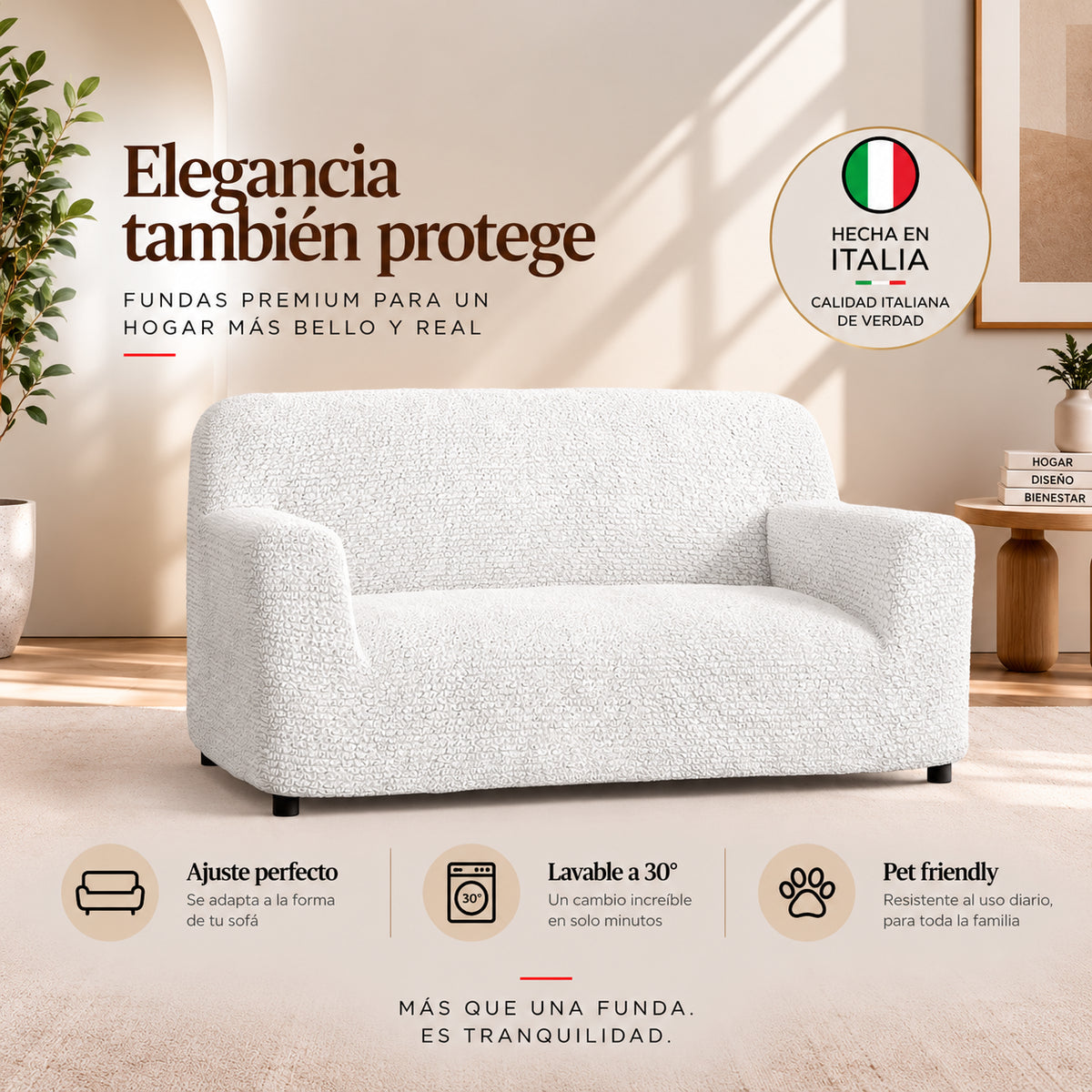 Microfibra - Funda Sofa 2 cuerpos White