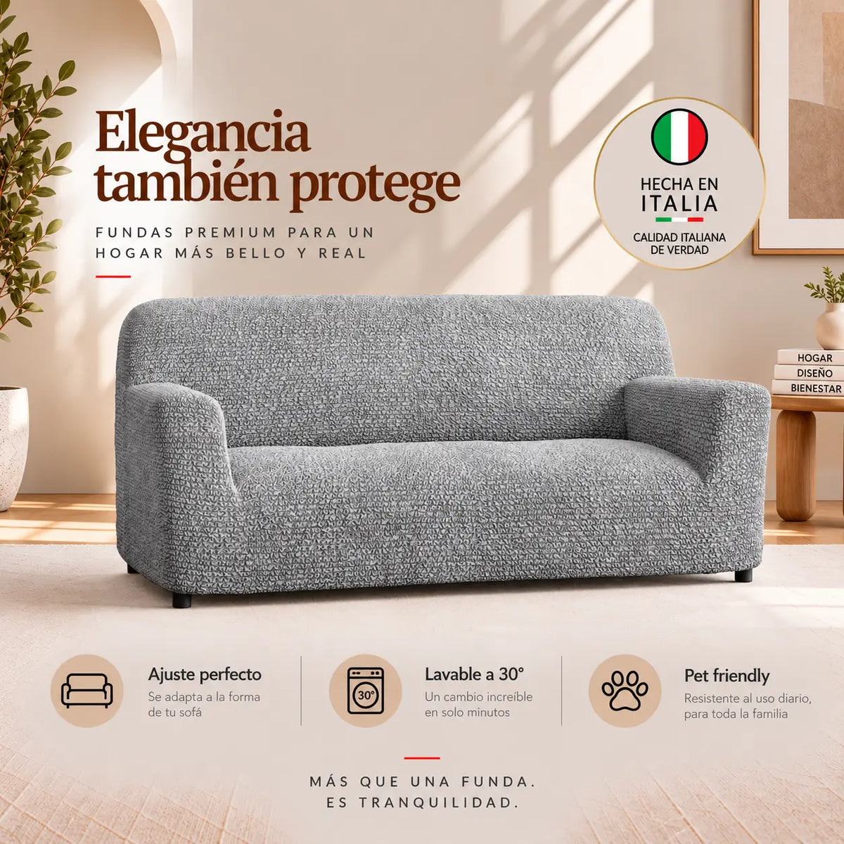Microfibra - Funda Sofa 3 cuerpos Ash