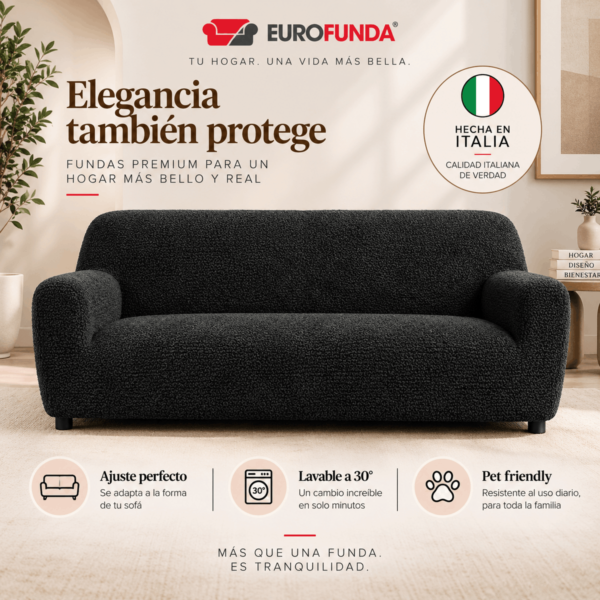 Funda Sofa 3 cuerpos Black
