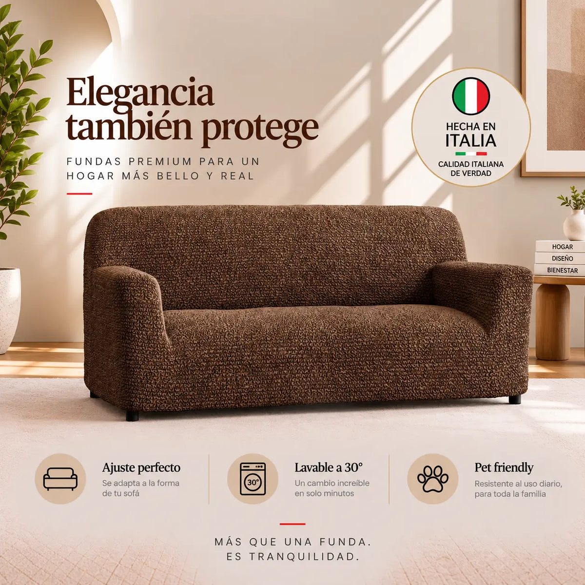 Microfibra - Funda Sofa 3 cuerpos Cocoa