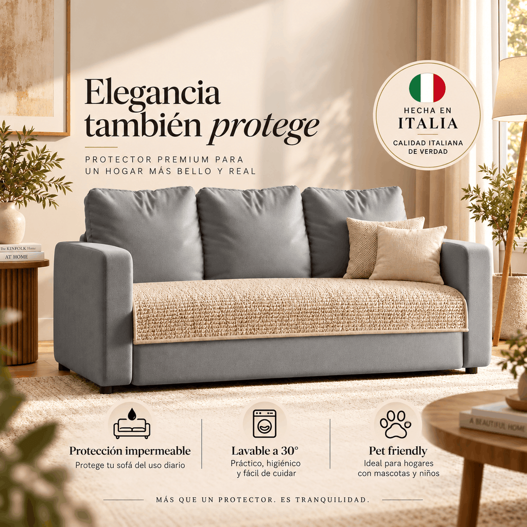 Microfibra - Protector Impermeable para Sofa 3 cuerpos Champán