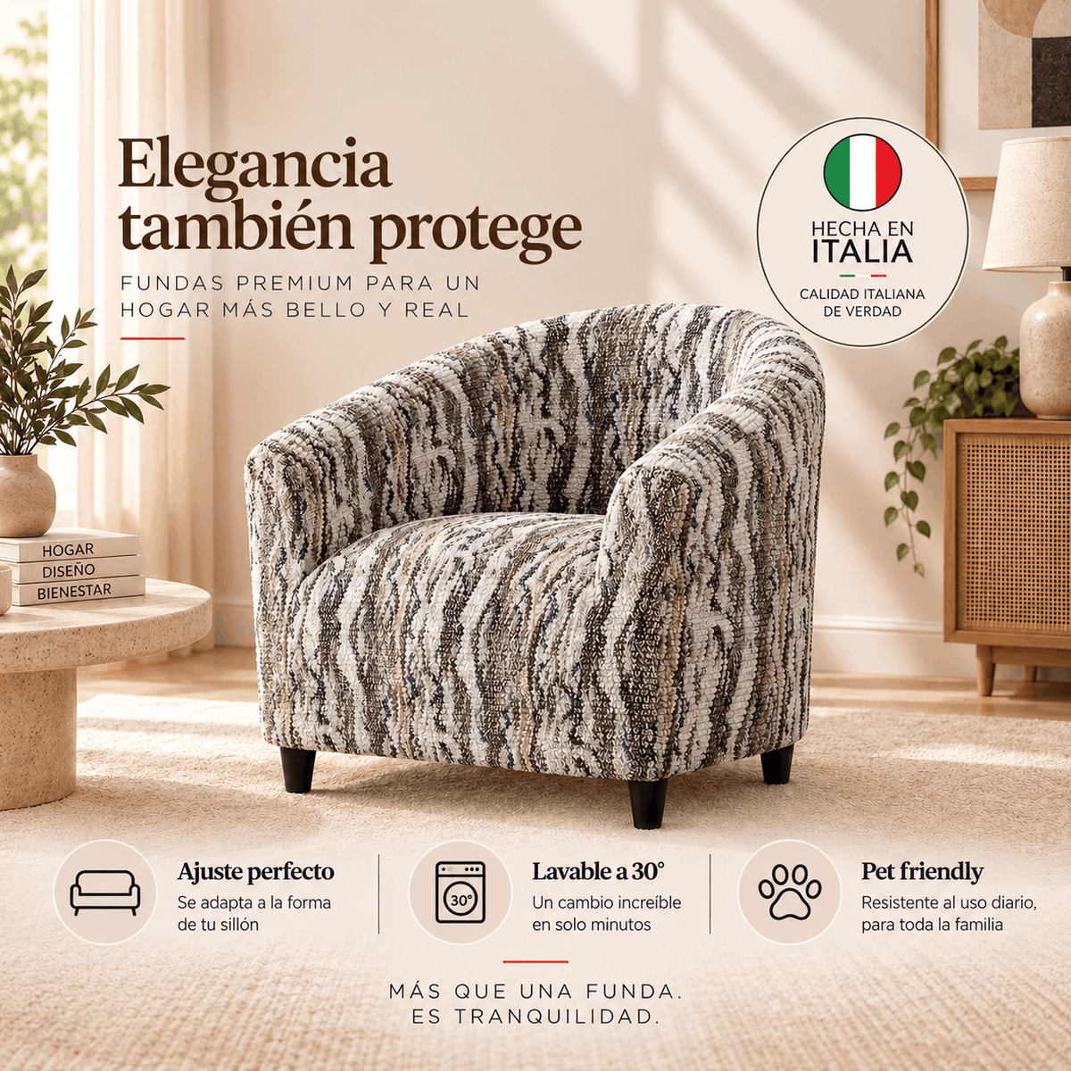 Printed Microfibra - Funda Poltrona Marble