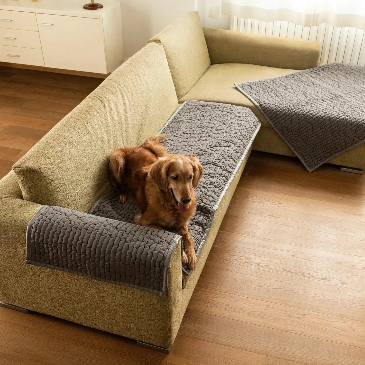 Microfibra - Protector Impermeable para Sofa 3 cuerpos Café Rosado