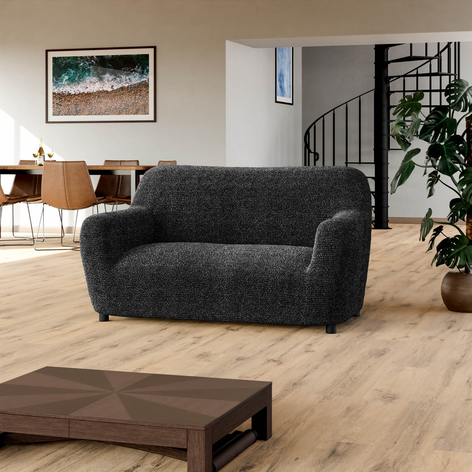 Printed Microfibra - Funda Sofa 2 cuerpos Anthracite