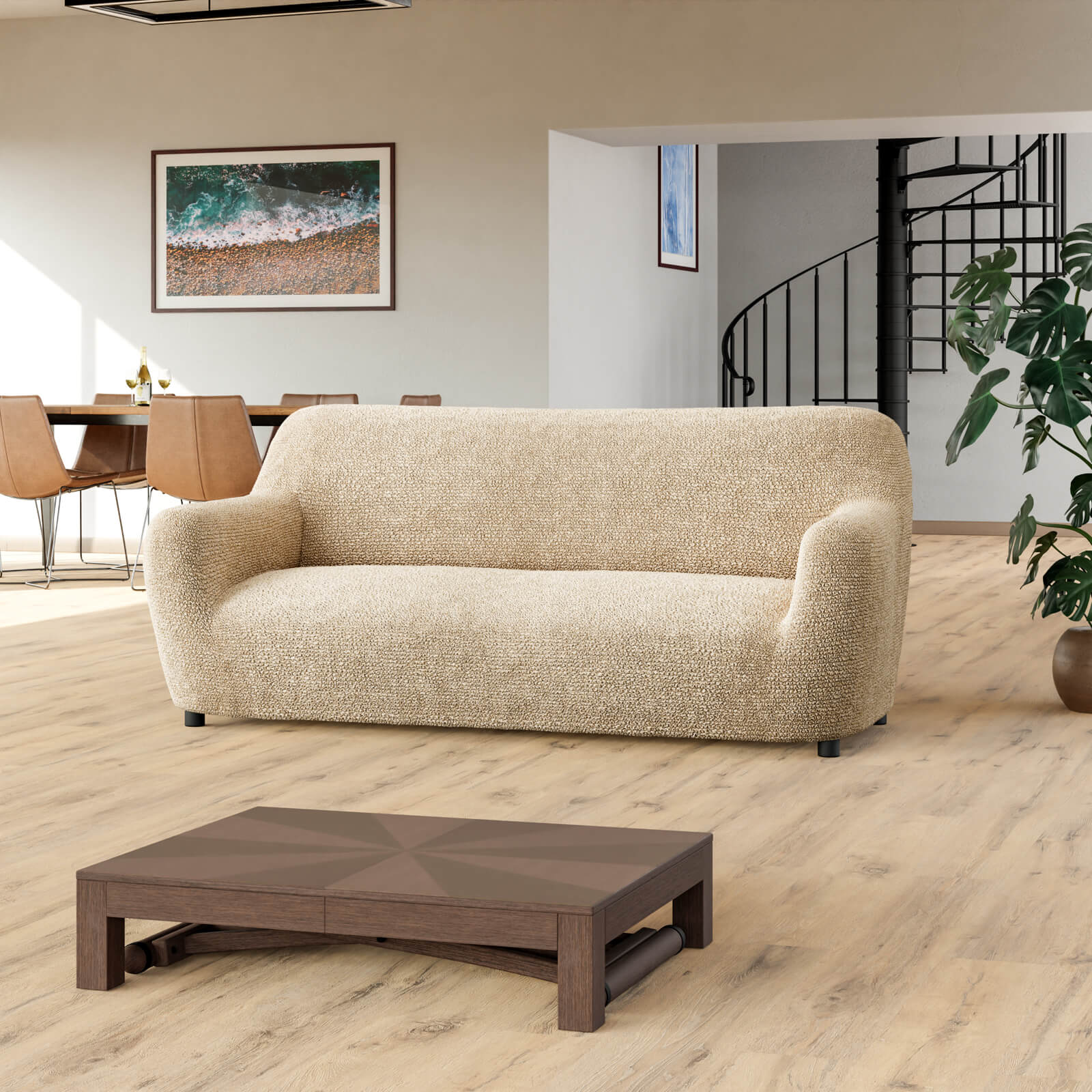 Printed Microfibra - Funda Sofa 3 cuerpos Sand
