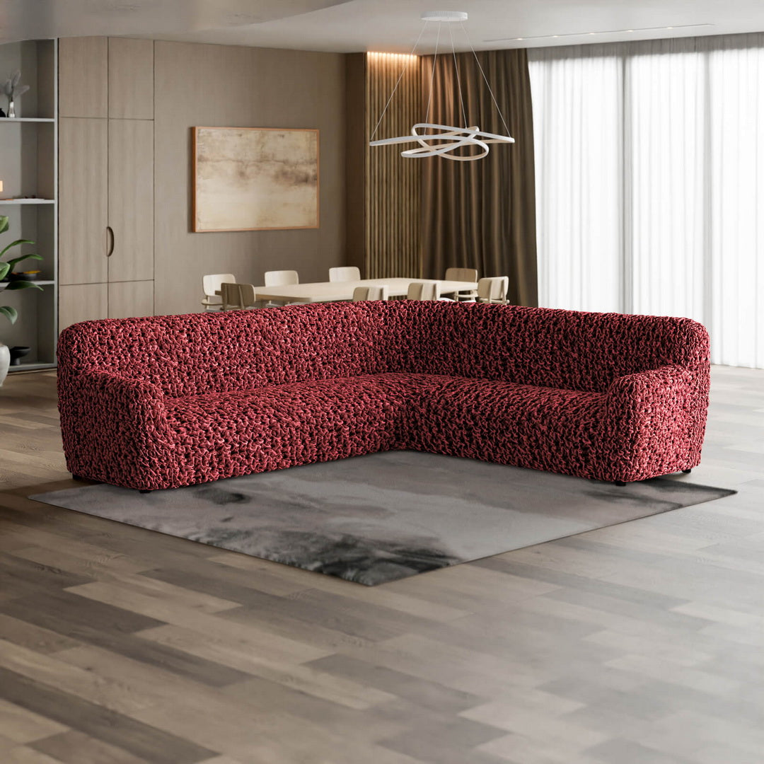 Fuco Velvet - Funda Sofa Esquinero Bordeaux