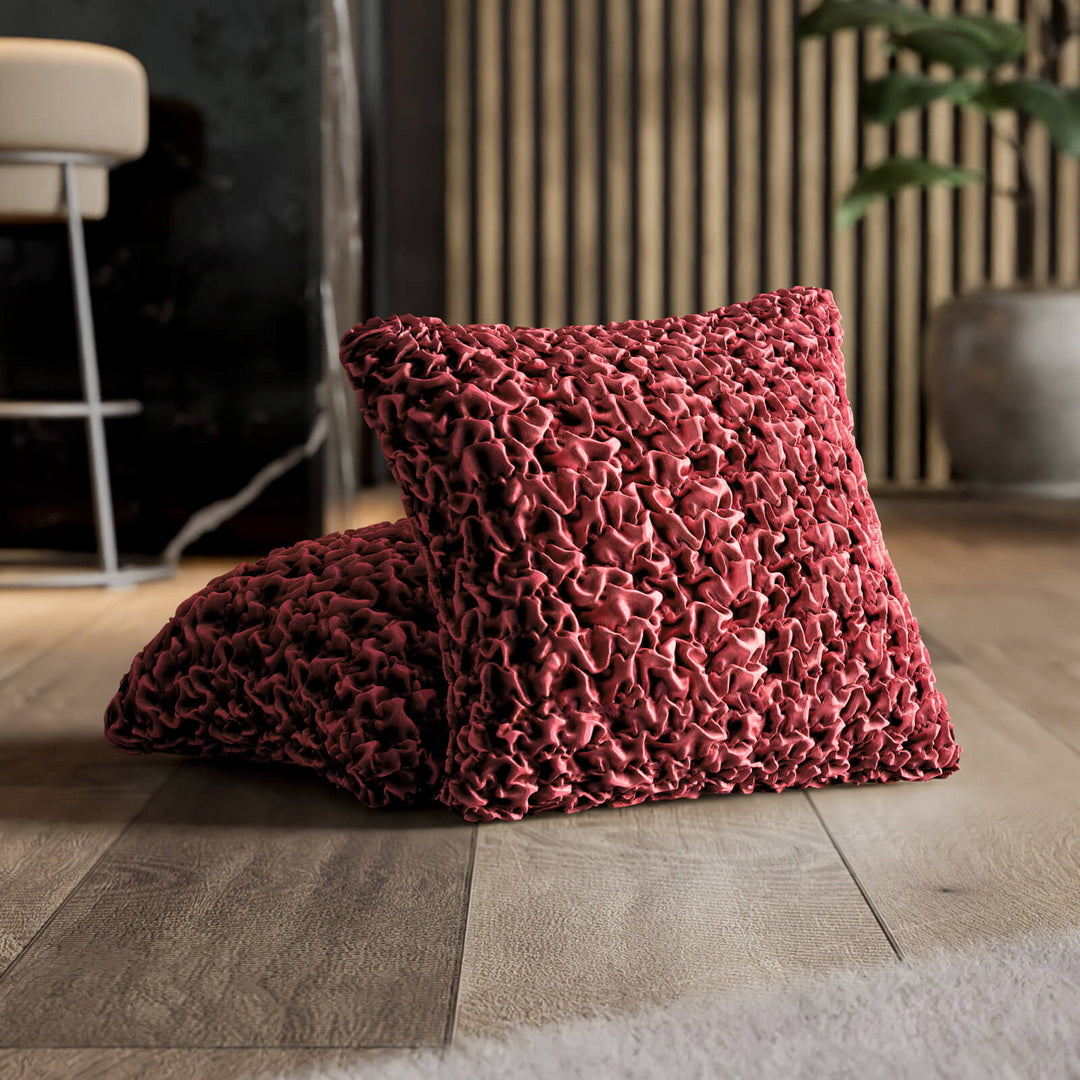 Fuco Velvet - 2 Fundas Cojines Bordeaux