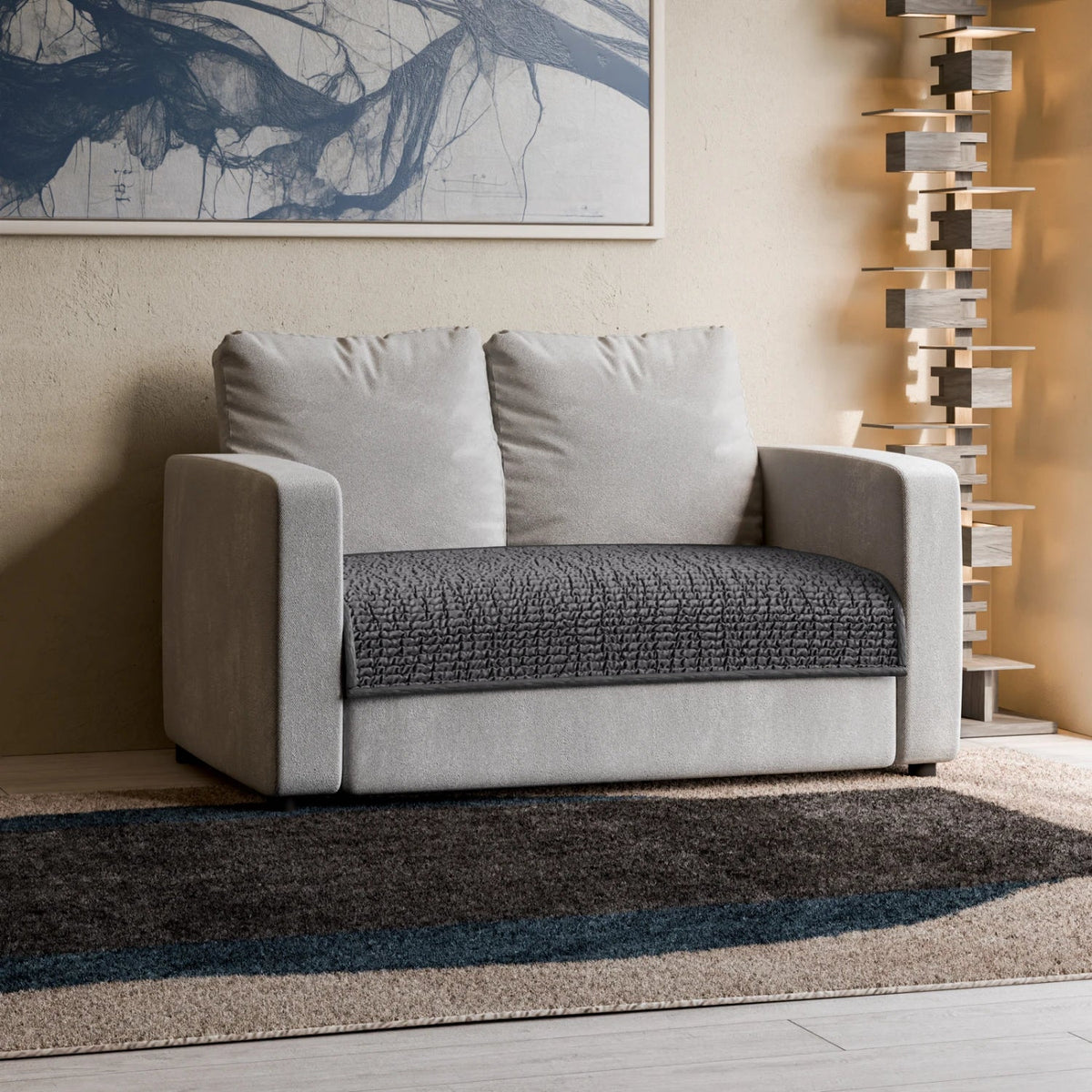 Microfibra - Protector Impermeable para Sofa 2 cuerpos Gris