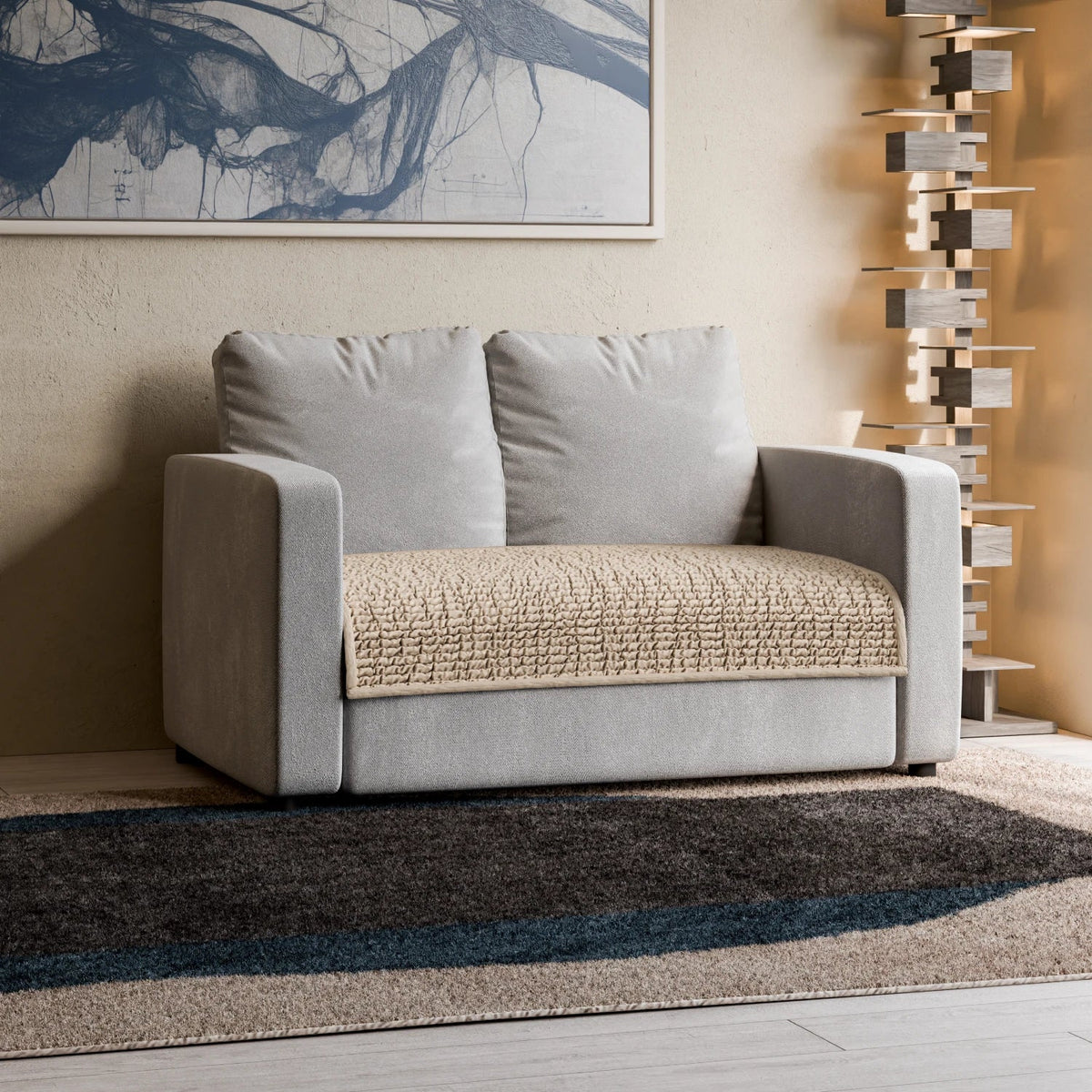 Microfibra - Protector Impermeable para Sofa 2 cuerpos Champán