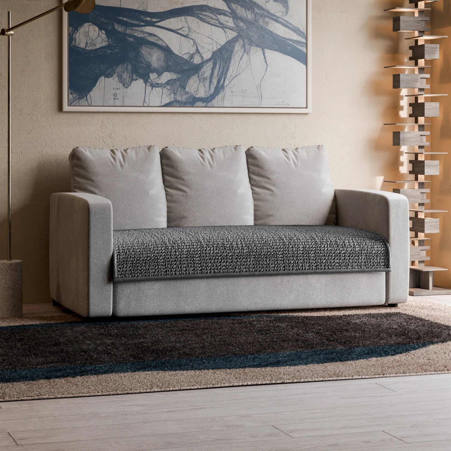 Microfibra - Protector Impermeable para Sofa 3 cuerpos Gris