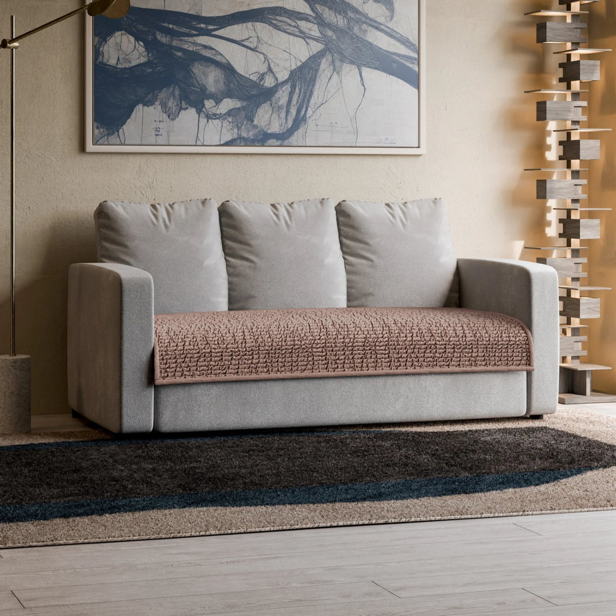 Microfibra - Protector Impermeable para Sofa 3 cuerpos Café Rosado