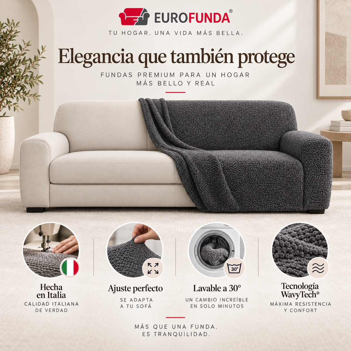 Funda Sofa 3 cuerpos Stracciatella