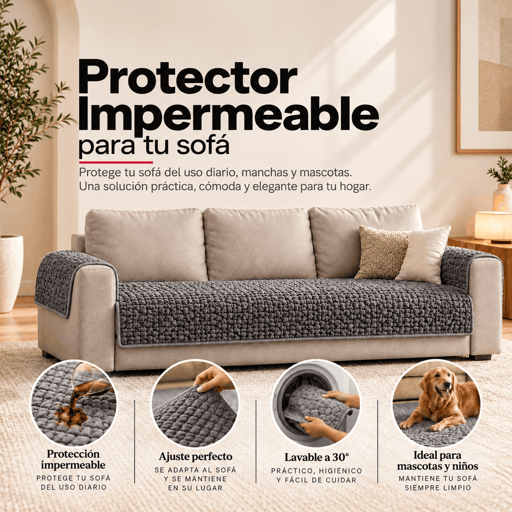 Microfibra - Protector Impermeable para Sofa 3 cuerpos Pearl