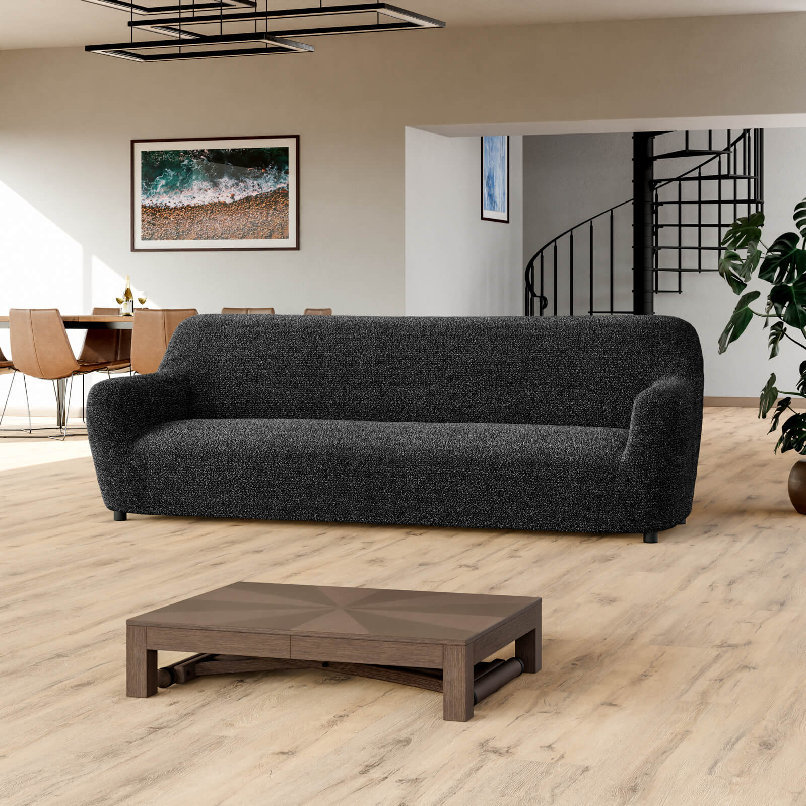 Printed Microfibra - Funda Sofa 4 cuerpos Anthracite